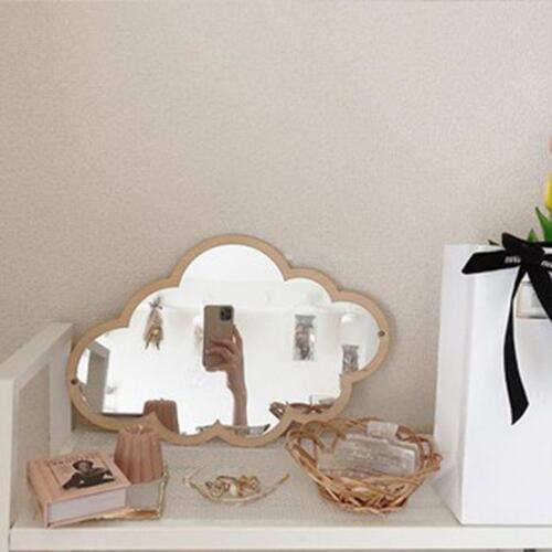 Cloud-shaped Mirror Wooden Frame Acrylic Makeup Mirror Irreg