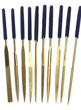 New 10Pcs Titanium Diamond Coating Needle Flat File Set Meta