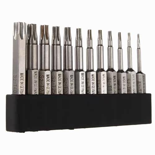 12Pcs Tamper Torx Socket Screwdriver Bit Tool Set 1/4 inch 6