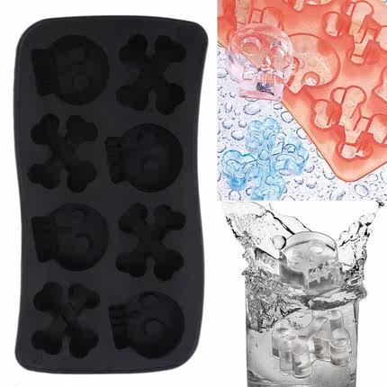 8 Holes Skull Mold Reusable Silicone Ice Cube Tools Ice Crea