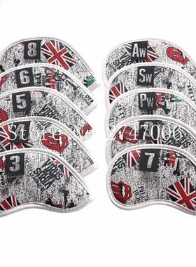 10PCS Golf Iron Headcover K Flag Skull With Number Tags Thic
