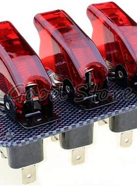 1PCS 3X12V Red LED Safety Cover Aircraft Toggle Switch Carbo