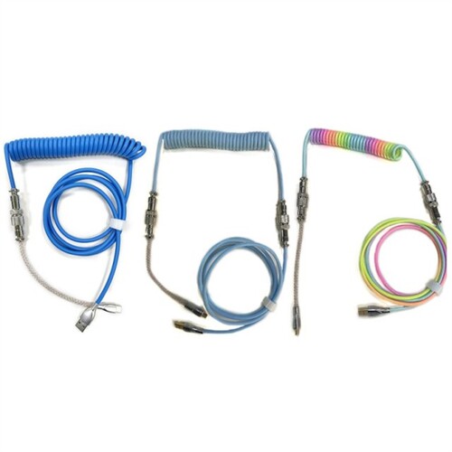 Coiled 1.5M USB  Type C Cable RGB illuminated for Mechanical