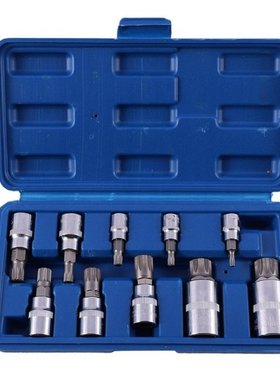 10 Pcs Allen Ead Sleeve Wrench Set Triple Square Spline Bit