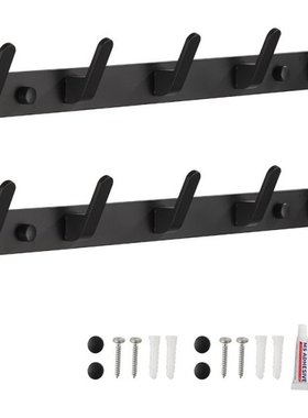 2Pcs Coat Hooks for Wall and Door Stable Coat Rack Rail Wall