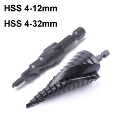 2Pcs 4-12mm 4-32mm HSS Step Drill Bit 1/4Inch Shank High Spe