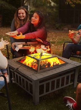 Metal Garden Backyard Xmas Fire Pit Patio Outdoor Square Fir