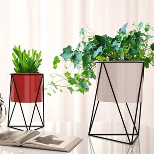 Durable Geometric Metal Flower Pot Stand Indoor Garden Plant