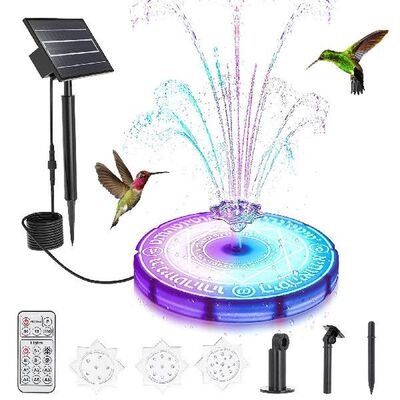 Solar Fountains Pump With Light Six Pointed Star Bird Bath
