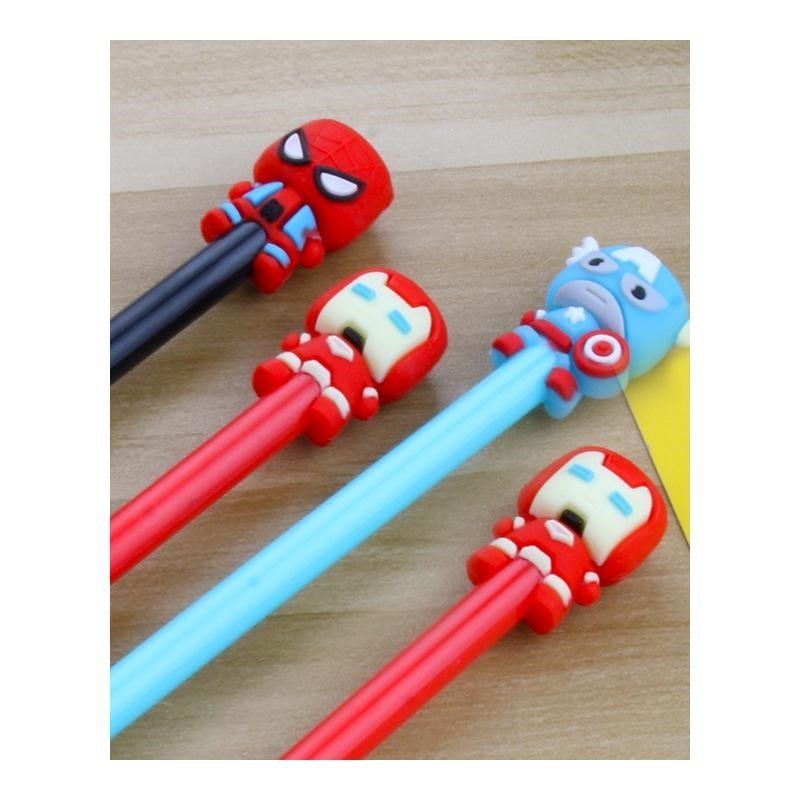 24 pcs Cartoon superhero black gel pen student learning stat