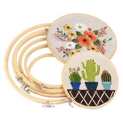 10pcs Wood Hoop Circle Embroidery Circle Round Wooden Diy