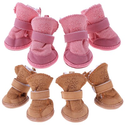 4Pcs/set Pet Dogs Winter Shoes Winter Warming Cotton Boots
