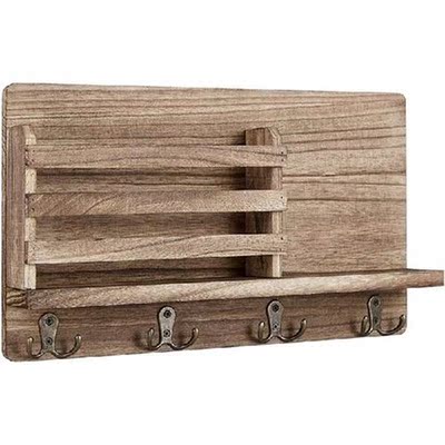 Wall Mounted Mail Holder Wooden Mail Sorter Organizer,with