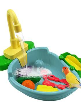 Automatic Bird Bath Tub with Faucet Pet Parrots Parakeet Coc