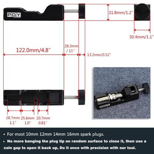 Universal Spark Plug Gap Tool Electrode Compresses 10mm 12mm