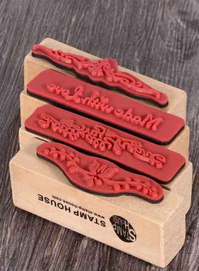 1 PC Vintage Strip Wooden Rubber Stamp Kids DIY Handmade Scr