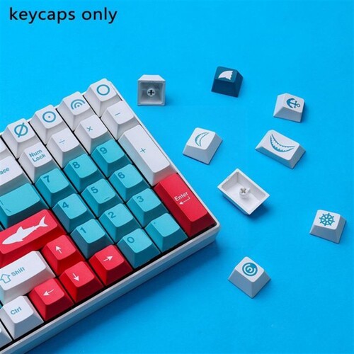 for GMK Shark Bait dark blue red shark keycaps 142-key PBT s