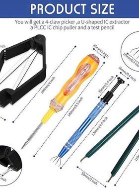 4 Pcs IC Chip Remover Tool IC PLCC Chip Extraction Tool Extr