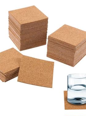10Pcs 10x10cm Cork Coasters Square Cork Tableware Mat Self-A
