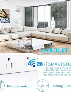 16A 2 In 1 Smart Outlet WiFi Dual Plug US Socket Smart Life/
