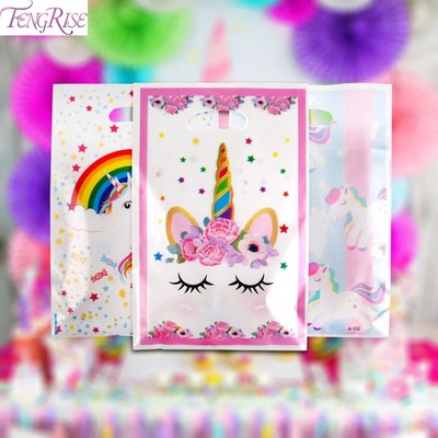 FENGRISE Cute Unicorn Birthday Plastic Party Wedding Gift Ba