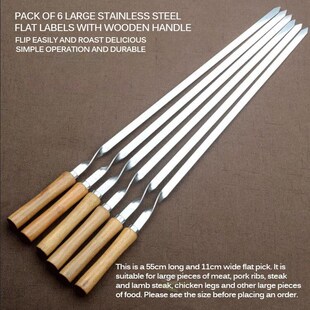6pcs Barbecue Prod Steel Barbecue Skewer Tool BBQ Sign Bar