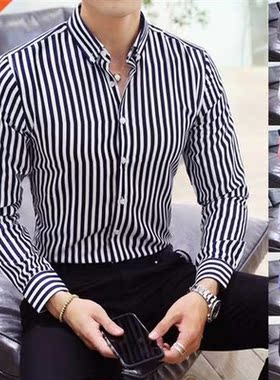 Cotton Oxford Mens Shirts High Quality Striped Business Casu