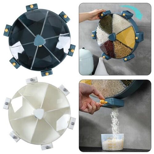 Wall Mounted Grain Divided Rice Storage Box Cereal Dispenser