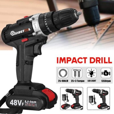 48VF 3 in 1 Cordless Impact Drill Wireless Electric Screwdri