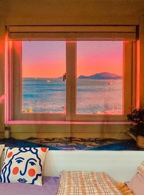 Wall Hanging Cloth Sunset Glow Scenery Window Hanging Cloth