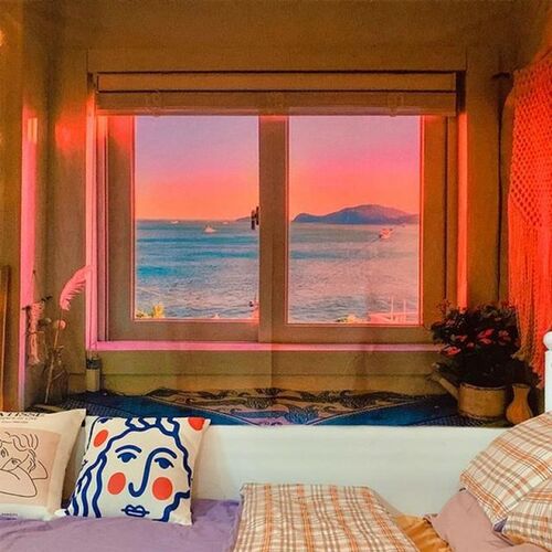 Wall Hanging Cloth Sunset Glow Scenery Window Hanging Cloth