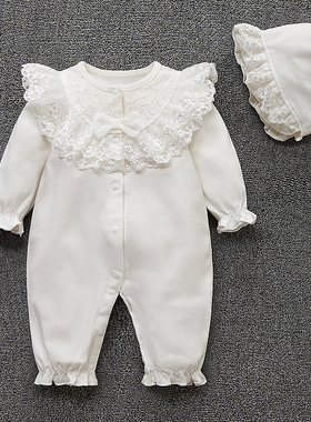 Spring Newborn Baby Girl Clothes Lace Flowers Princess Jumps