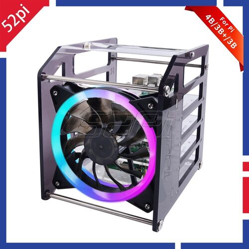 Rack Tower 4 Layer Acrylic Cluster Case Large Cooling Fan LE