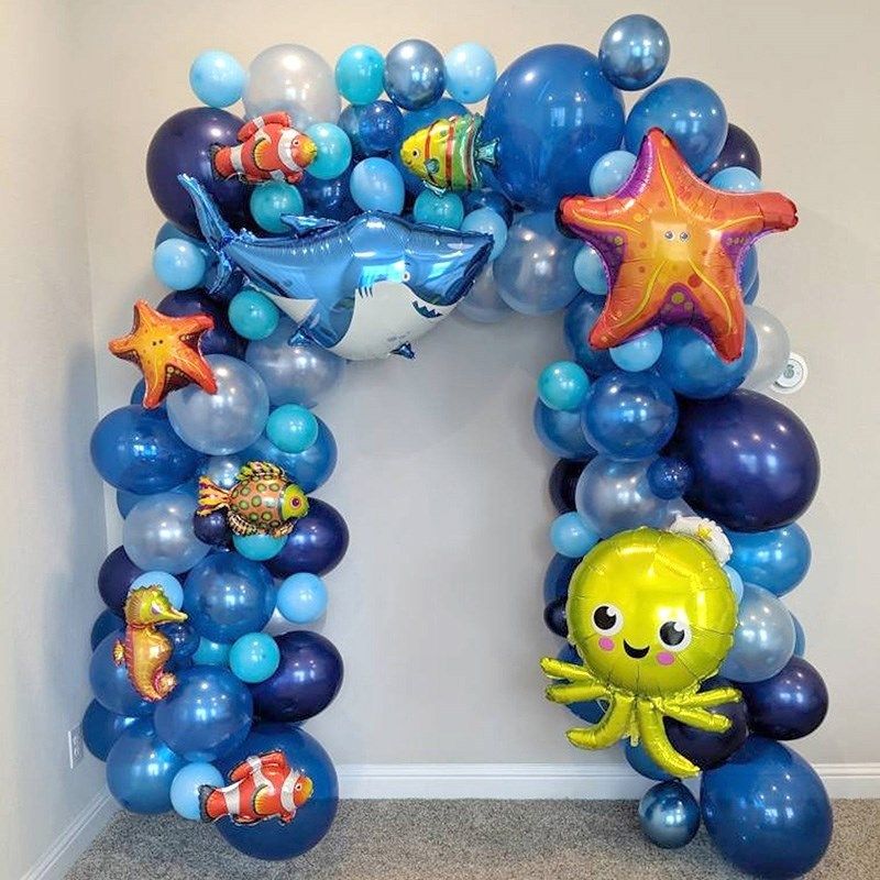 101pcs Ocean Theme Balloon Kit Cartoon Shark/Starfish/Octopu