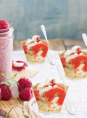 50pcs Golden Dot Plastic Dessert Cup Kitchen Decor Square