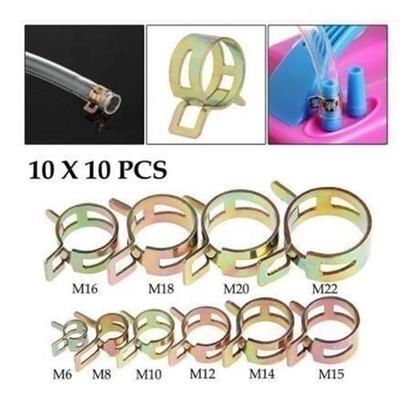 100 pieces of galvanized 6-22 mm spring hose clamps   1 piec