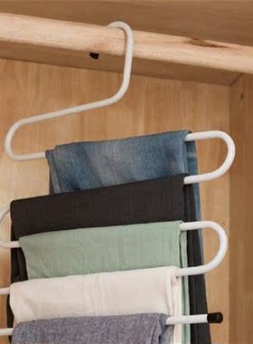 2 Pcs 5 Layer Iron Pants Rack Non-Slip S-Type Trousers