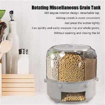 6-Grid Food Storage Container 360 Rotating Sealed Cereal