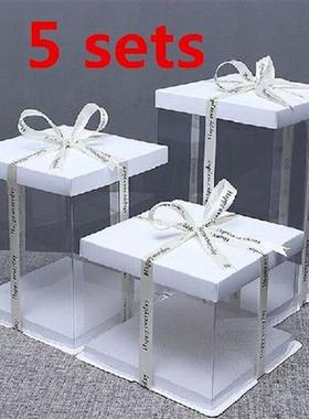 5 sets transparent Round Cake Box New Clear Round Pattern