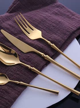 24 Pcs Stainless Steel Tableware Gold Dinnerware Cutlery Set