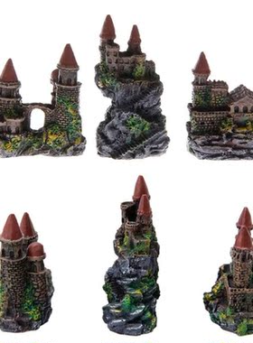 1Pc Aquatic Pet Supplies Polyresin Tower Castle Polyresin Fi
