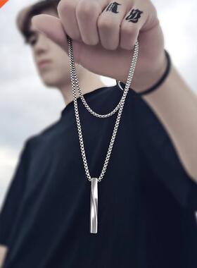 2022 Fashion New Black Rectangle Pendant Necklace Men rendy