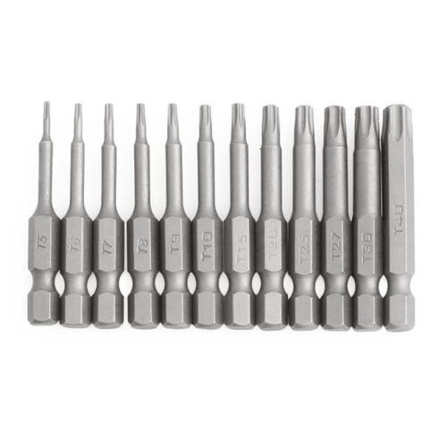 51BD 12pc/Set 1/4 Inch Length 50mm T5-T40 Magnetic Torx Elec