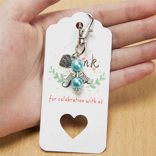 48 Set Angel Favor Keychains Keyring Thank You Kraft Tags