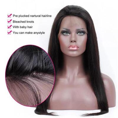 360 Full Lace Frontal Human Hair Wigs Straight Hair Natural