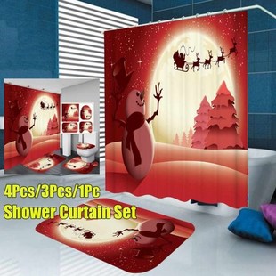 Bathroom Curtain Waterproof Shower Curtain Set Non-slip Bath