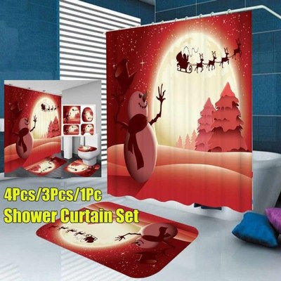 Bathroom Curtain Waterproof Shower Curtain Set Non-slip Bath