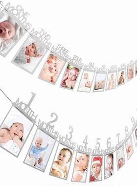 12 Months Photo Frame Banner First Happy Birthday