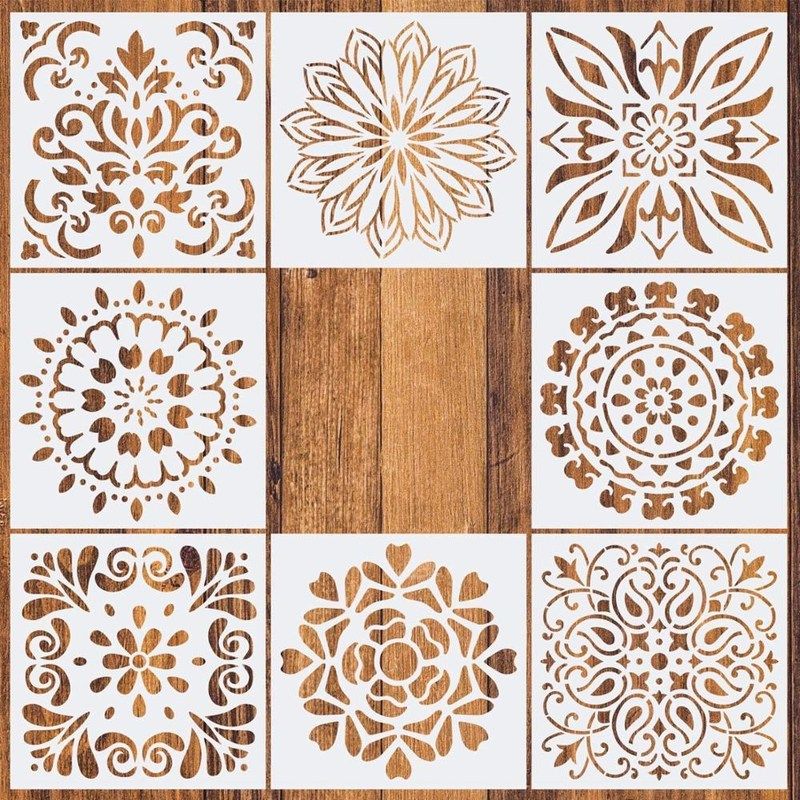 Mandala wall Drawing Stencil 15x15cm 4pcs/lot for painting D