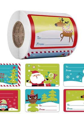 250pcs/roll 6 Designs Adhesive Christmas Gift Name Tags XMAS